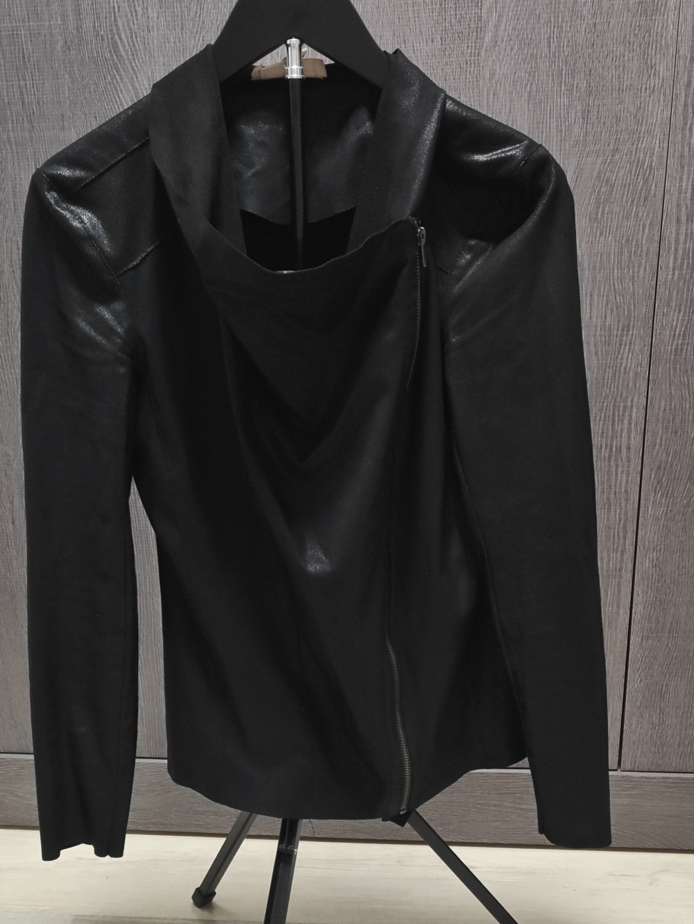 Black Women's Asymmetric Zip Jacket - Size S